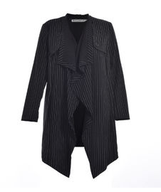 Long Sleeve Woven Fabric Ladies' Striped Coat With Frill Placket For Autumn