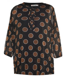 Shiny Polka Dot Ladies' Chiffon Casual Blouse With Tie Bow Customized Design