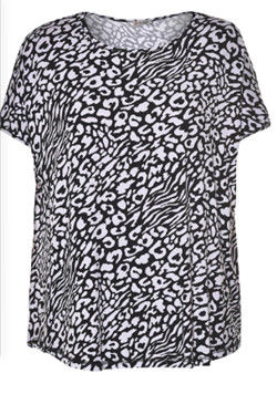 Short Sleeve T Shirt Ladies Fashion Tops Black With White Color Printing