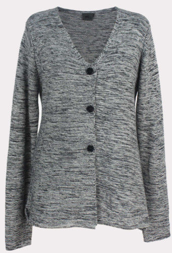 Dark Grey Color Ladies Casual Cardigans Wool Material Buttons Closure