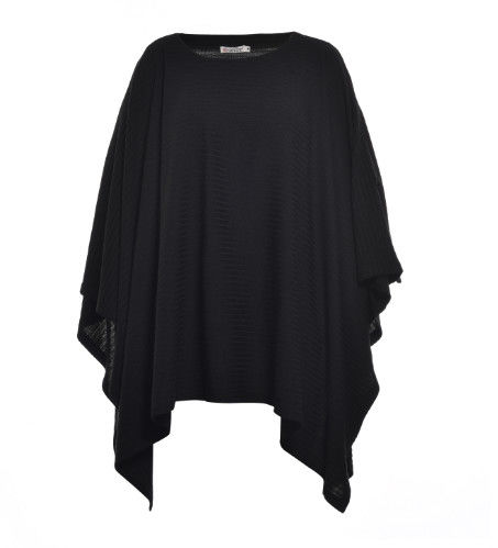 Creative Style Ladies Plus Size Tops With Bat-wing Sleeve In Black