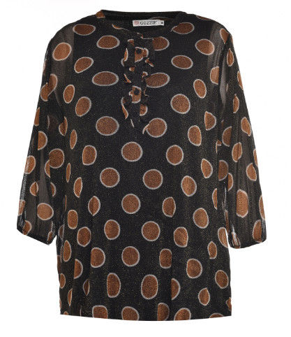 Shiny Polka Dot Ladies' Chiffon Casual Blouse With Tie Bow Customized Design